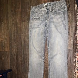 Miss Me distressed light grey skinny bootcut jeans